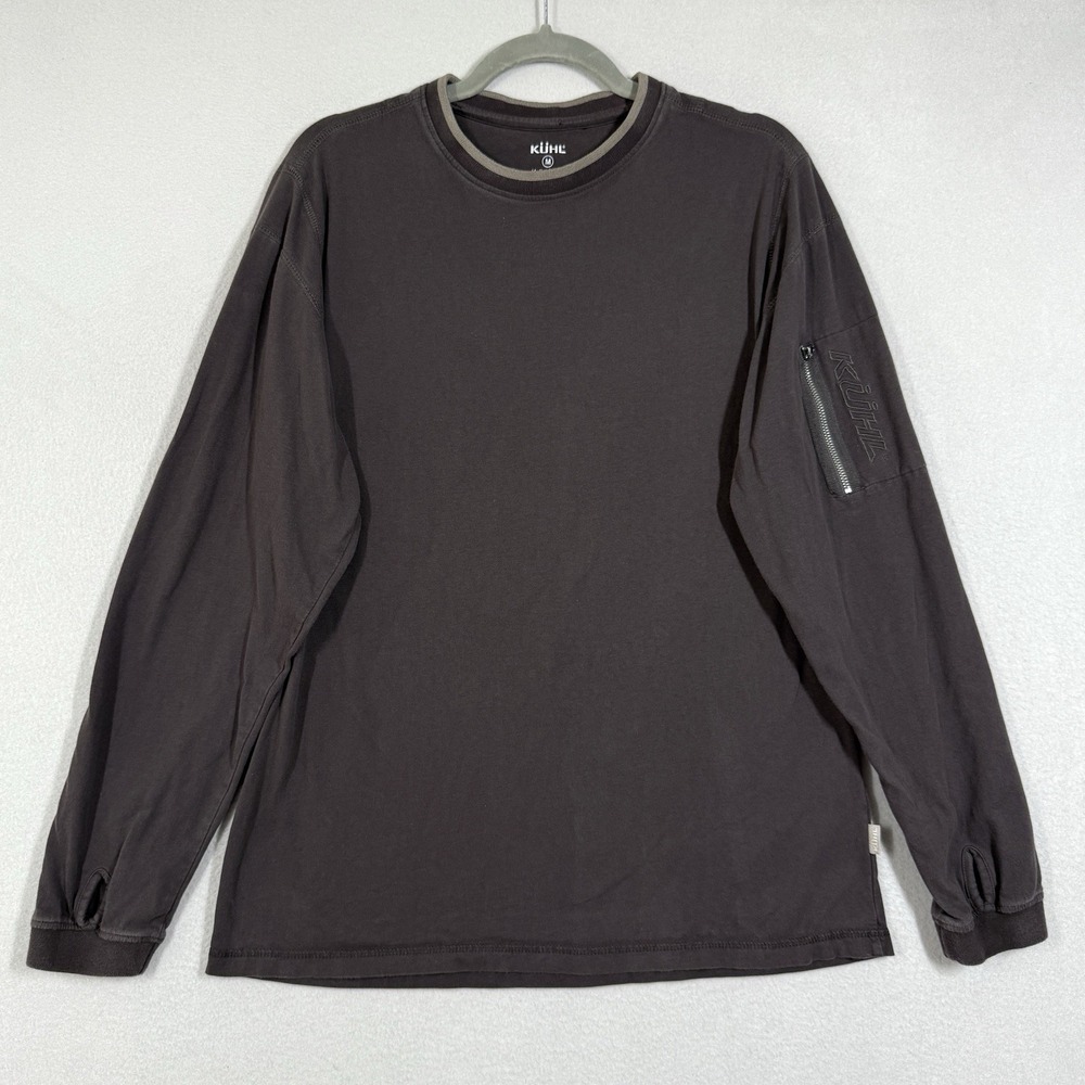 Kuhl Shirt Men Medium Kommando Crew Long Sleeve Thumbholes Pocket Wildfire Brown